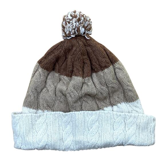 Patagonia Breaks Pom Beanie Hat Womens One Size Knit Brown Merino Wool Blend - Picture 2 of 6